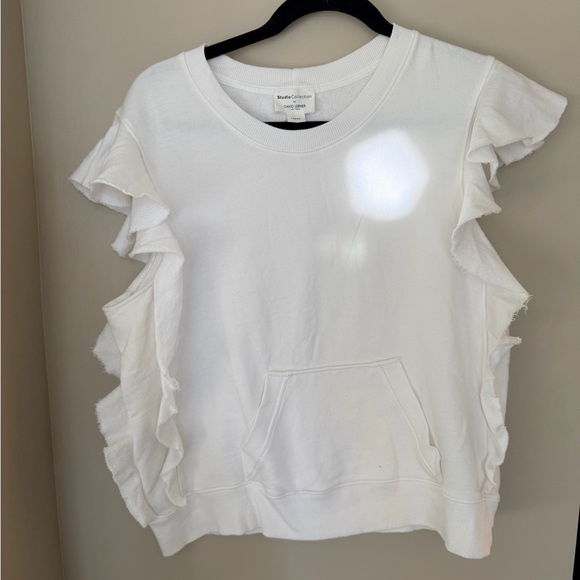 Studio Collection White Ruffle Sleeve Top – Size Large - Picture 1 of 5